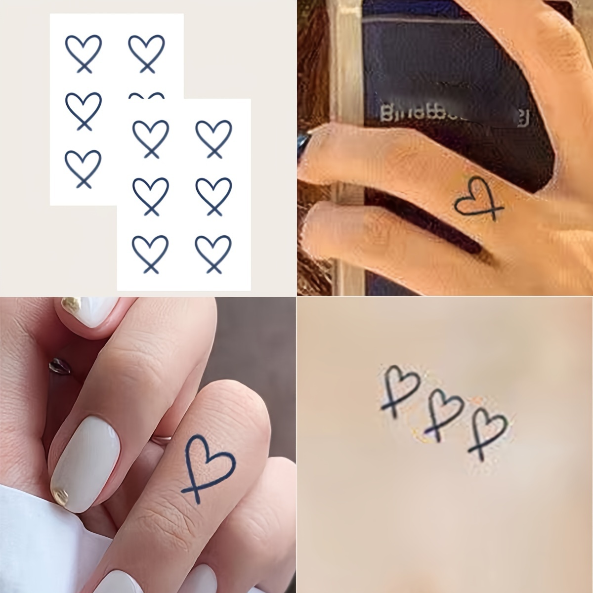 

Fruit Juice Tattoo Stickers, 2pcs/set, Cute Finger Heart Pattern, Waterproof Semi-permanent Temporary Tattoos For Men Women Couple
