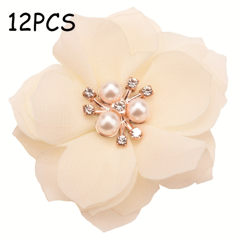 Image of 12pcs Random 2.4inch Chiffon Flower ( No Clip) Kawaii Hair Accessories For Hair Bows Wedding Flowers For Dress Sandal Supplies