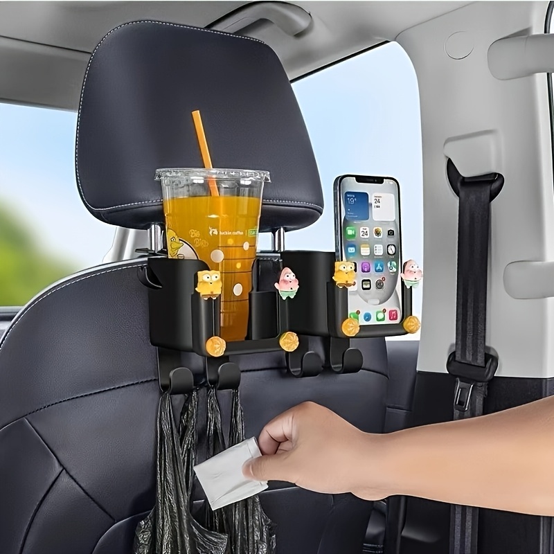TEMU 1 support de rangement multifonctionnel pour de siège de voiture avec porte-gobelet, support de téléphone et crochet, adapté à la plupart des