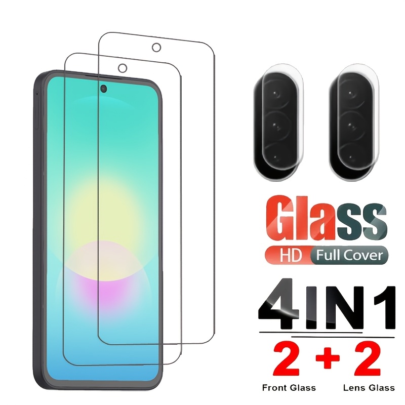 TEMU 4 в 1 [2+2] Захисне скло з загартованого скла для for Samsung Galaxy A27 5G, об’єктива камери, легке встановлення, стійке до подряпин, твердість