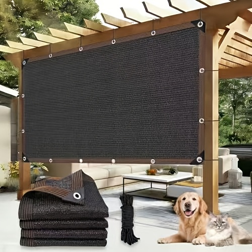 Outdoor Shade Net - Brown, Uv-Resistant, Durable Canopy, Suitable for Travel, Picnics, And Pools - Available In Various Sizes.