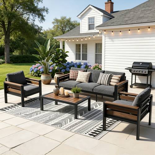 aluminum patio furniture set modular patio conversation set with widened armrests and thickened cushions metal outdoor furniture set for porch balcony deck yard