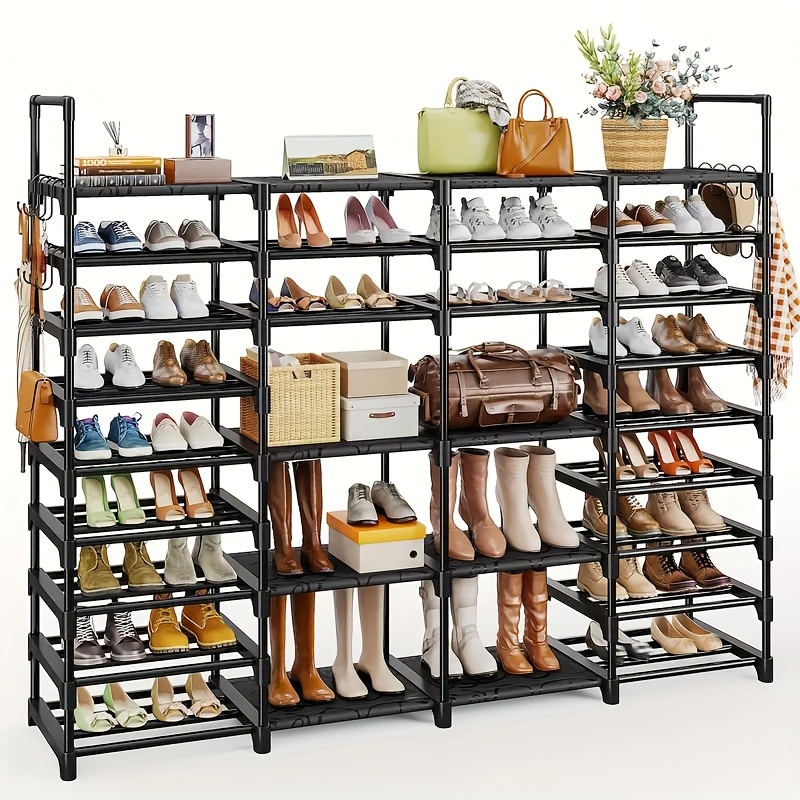 TEMU Metal Shoe Rack, Bookshelf, Storage Rack Large Capacity 4 9 Layers' 48-55 Pairs Of Shoes, Boots Storage Rack, Easy To Assemble, Suitable For Bedroom, Living Room, Entryway, Office