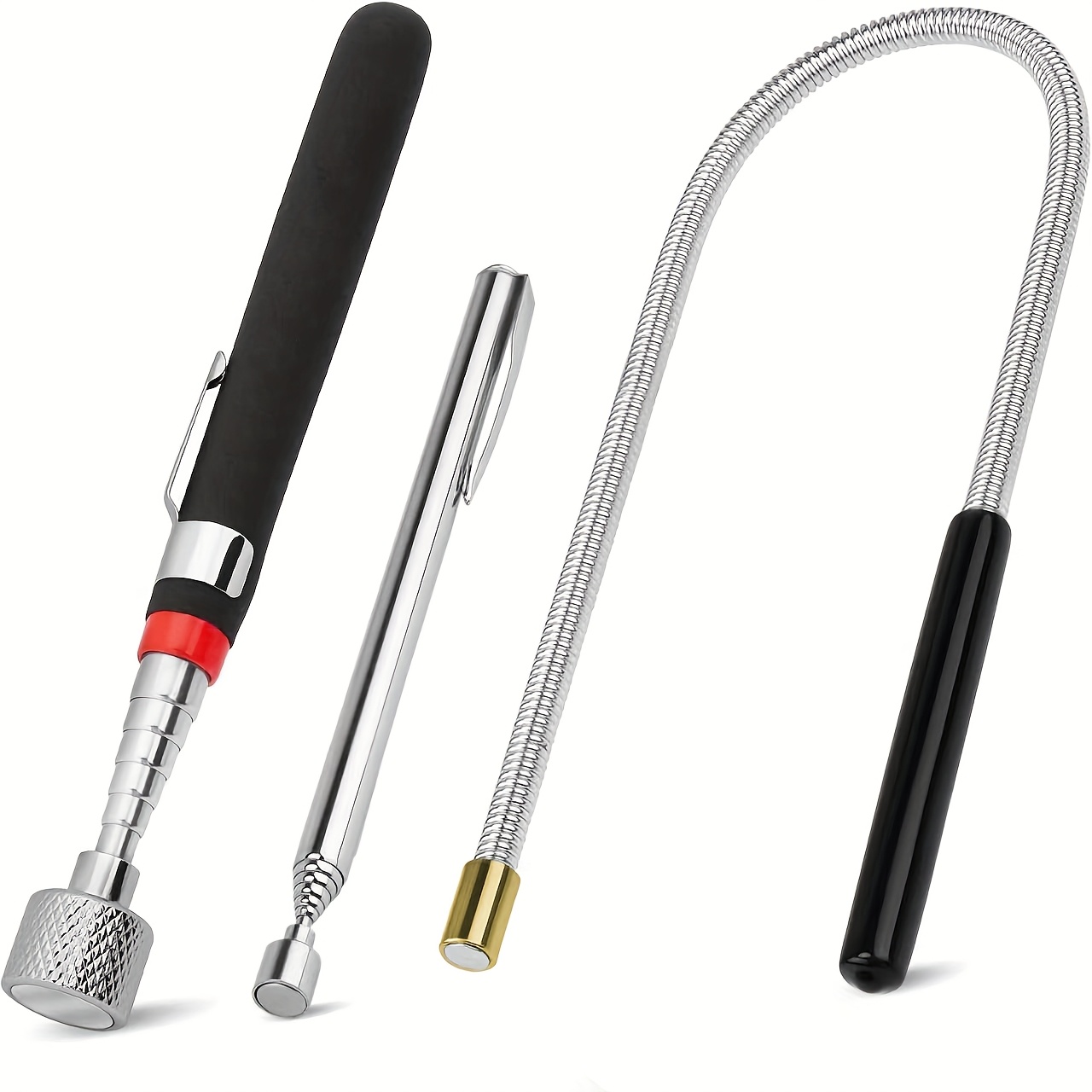 TEMU 3pcs Magnetic Pickup Tool Set, Retractable Magnetic Pickup Tool Kit, 7-30.5 Inches (. 17.8-77.5cm) And 5-25 Inches (. 12.7-63.5cm), Flexible