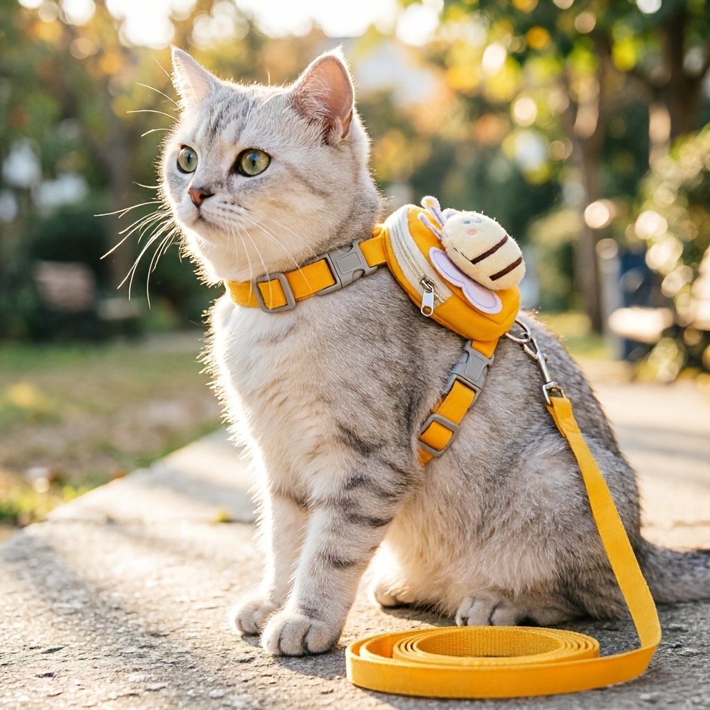 TEMU 2pcs Pet Harness And Leash Set In A Cute Little Yellow Design, Suitable For Small To Medium-sized Dogs And Cats. Features An Anti-escape
