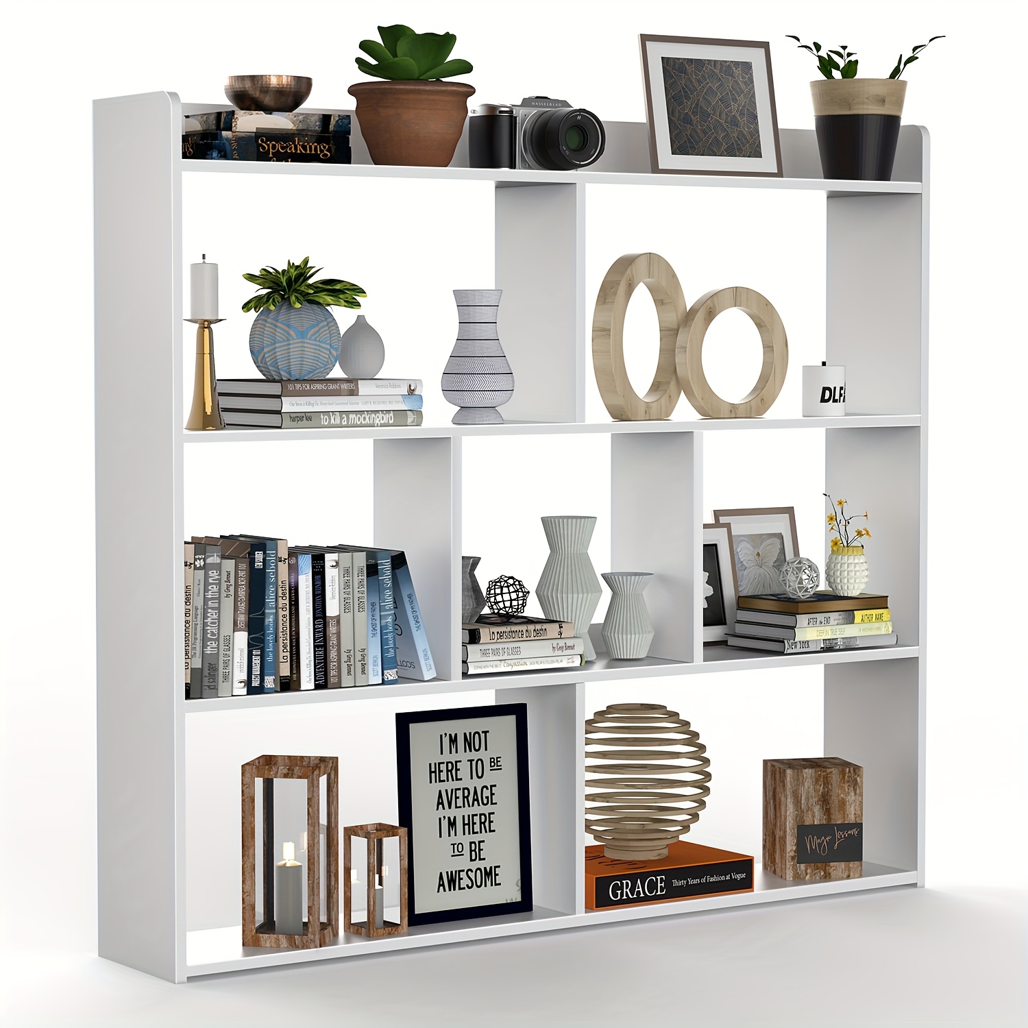 E-shop Bücherregal aus Holz/Raumteiler 102*20*90cm, 4-stöckiger Vitrineschrank, Aufbewahrungsständer, Raumteiler, Trennwand, Bücherschrank