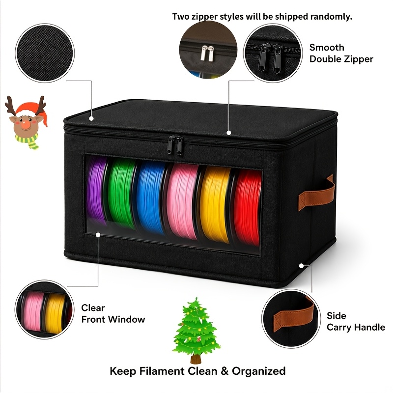 TEMU Scatola portaoggetti per filamento per stampa 3D, custodia con cerniera e finestra di visualizzazione. Custodia per CD, borsa portaoggetti per
