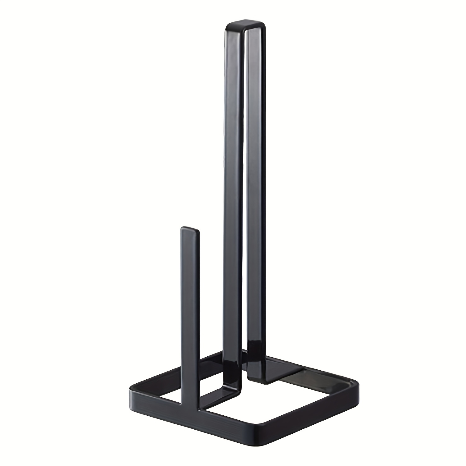 Image of Stainless Steel Paper Towel Holder With Anti-slip Weighted Base - Countertop Mount For Kitchen & Bathroom, Fits Standard & Large Rolls, Black Finish, Towel Holder For Bathroom