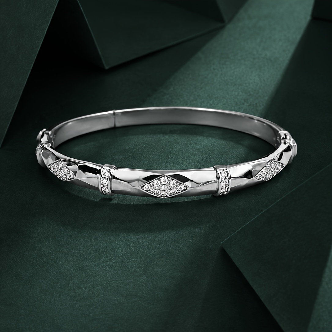 Full-Pave Bangle for Women with Segmented Snake-Scale Design