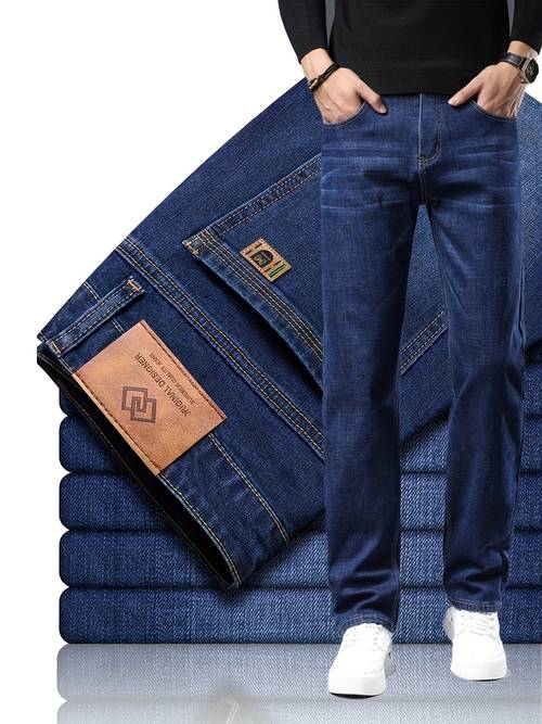 jeans de corte regular para hombre, diseño para uso y casual