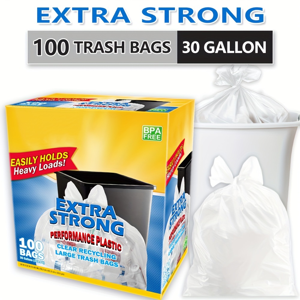 

Boxs Of Bags 30 Gallon White Disposable Large Trash Bags For Large Kitchen Trash Can, Hefty Count 113.5l Multipurpose Cleaning Supplies For Industrial, Garden, Home, Commercial - , Leak-proof,