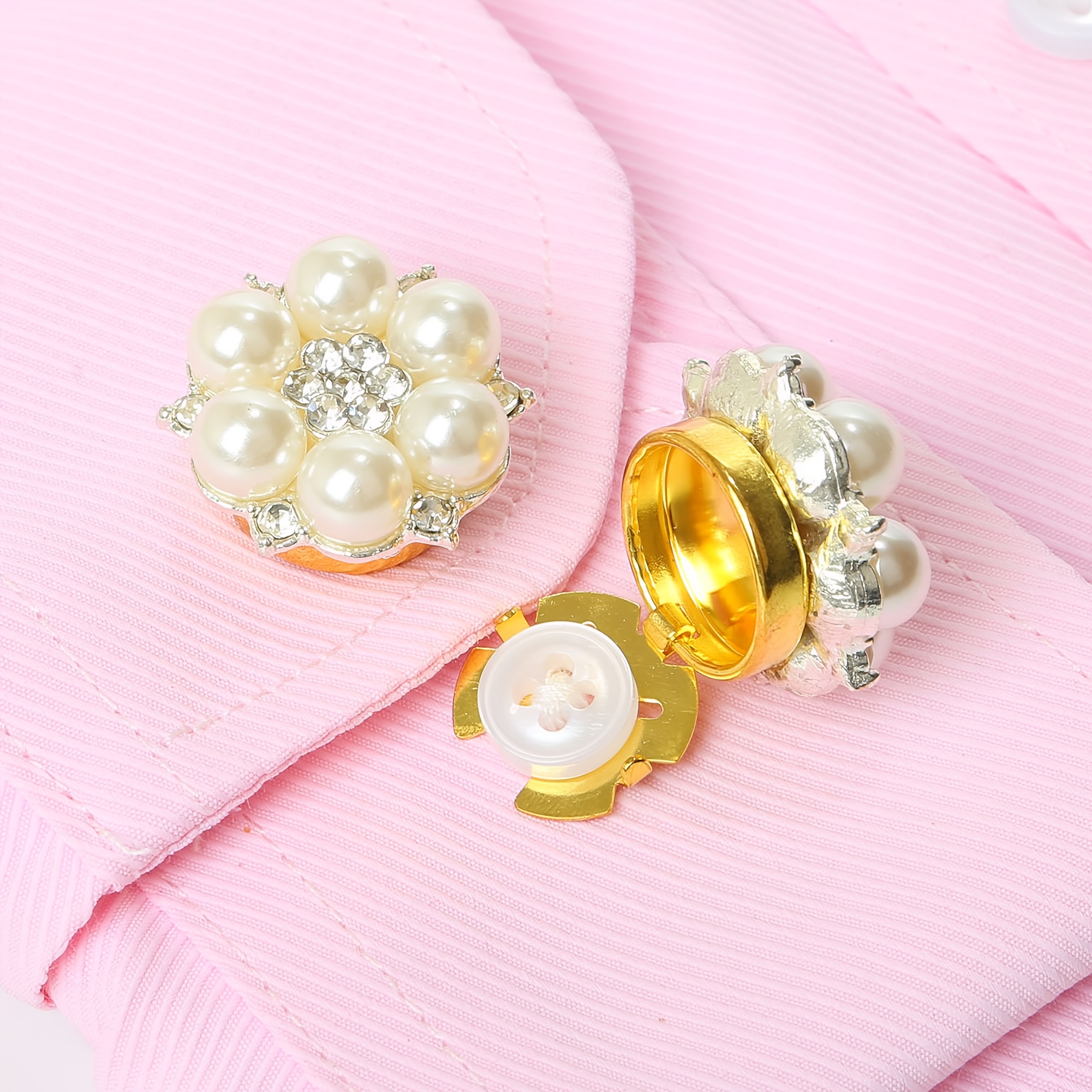 4PCS Cache Bouton Chemise Femme Strass - Boutons Fantaisie Détachables Bijoux Pour Décoration Vêtements