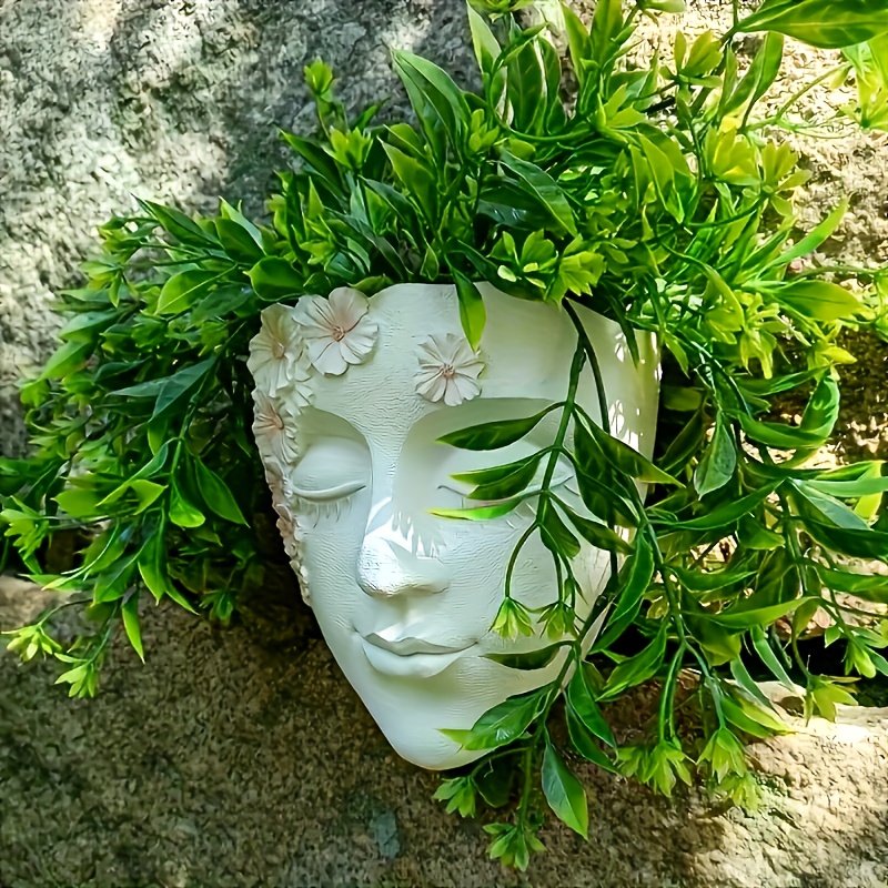 1pc Creative Face-shaped Resin Wall Planter - Retro Indoor/outdoor Garden Decor With , Unfinished Resin Art For Creative Plant Display And Home Decoration, Outdoor Decor | | Exquisite Design