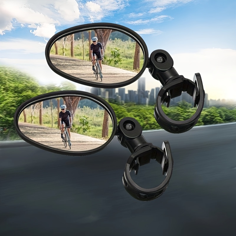 

2-pack Bicycle Rearview Mirror, Convex Oval Safety Reflector, Adjustable 360° , Universal Fit For Mountain & Road Bikes, Pp Material, Flat Lens, Black