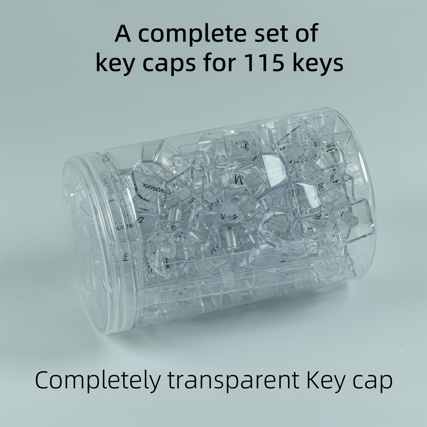 TEMU Ensemble de touches de mécanique transparentes à 115 touches, emballage en pot, profil OEM, à effet de , tige croisée, compatible avec les