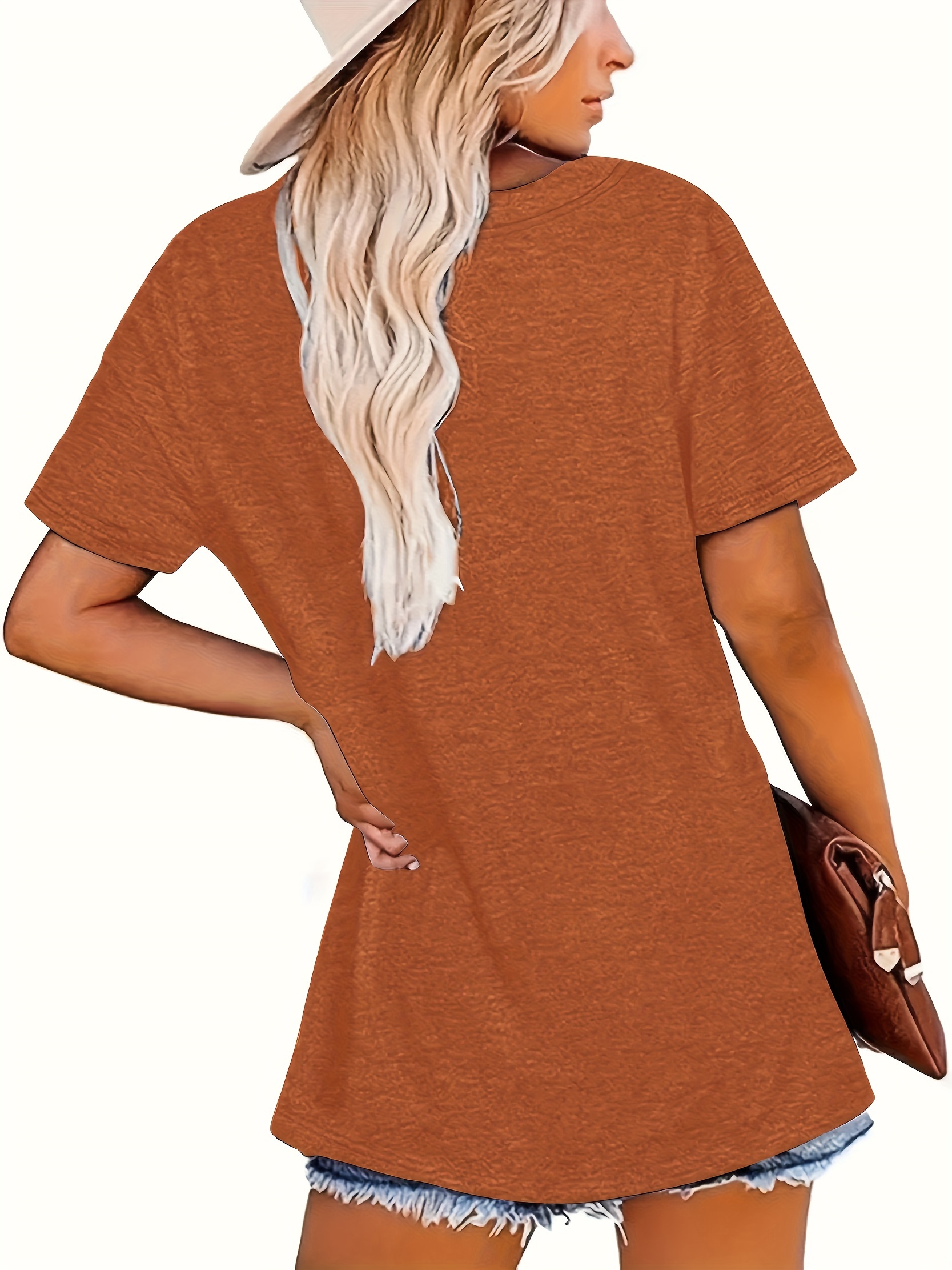 Plus Size Functional LetterPrint T-Shirt, Casual Crew Neck Short Sleeve T-Shirt For Spring & Summer, Women's Plus Size Clothing