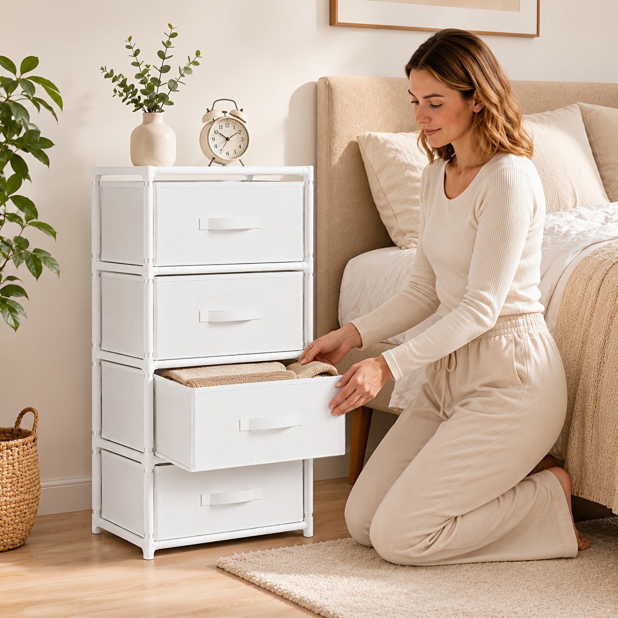 Multi-drawer Large Capacity Storage Chest Of Drawers, Storage Drawer Units With Heavy-duty , Removable Drawers & Easy-pull Handles, Storage Cabinet For Bedroom, Living Room & Entryway