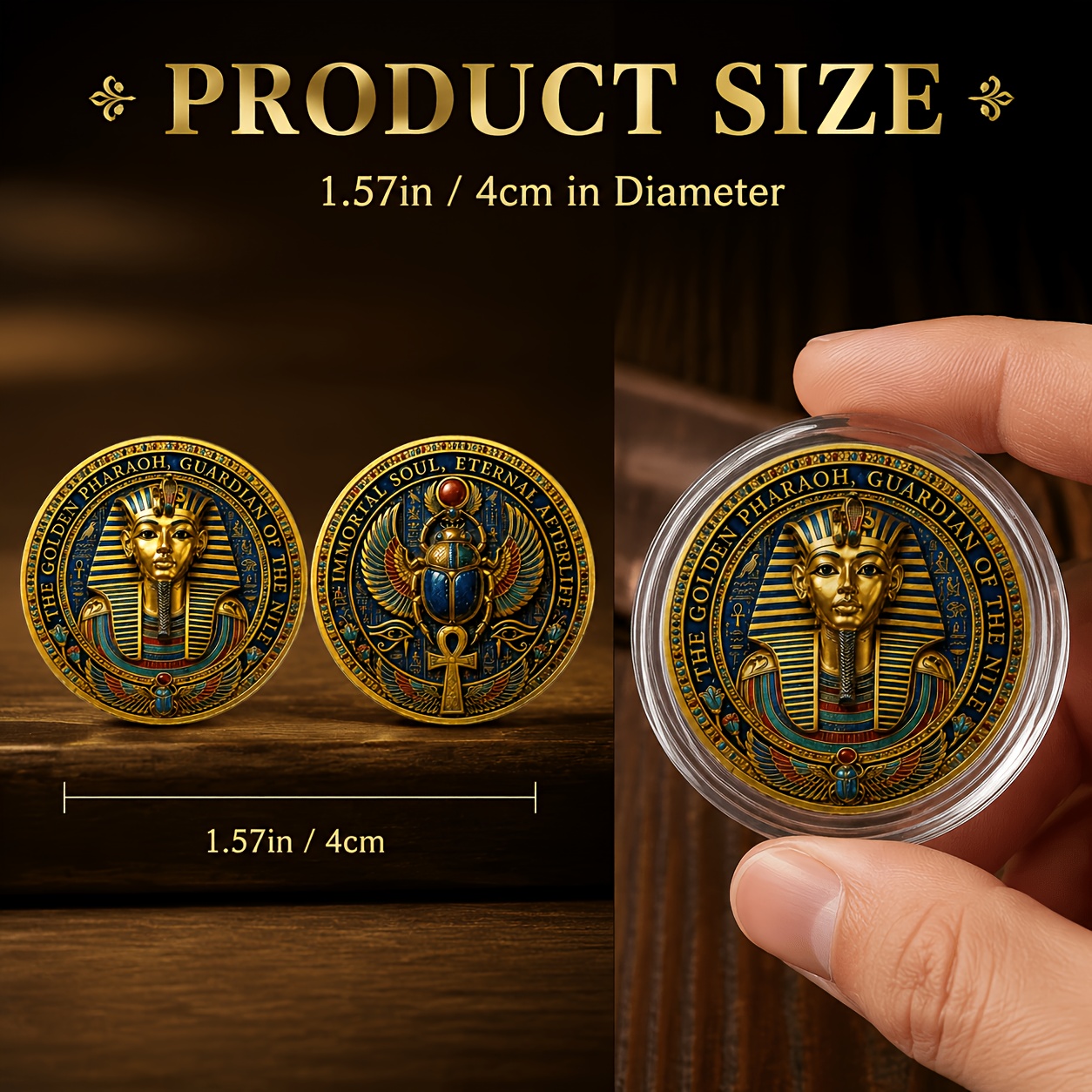 TEMU de Pièce de Monnaie du Pharaon de l'Égypte Ancienne - Adapté pour et Cadeau, Égyptien en Acrylique avec Boîtier Transparent, Vintage pour