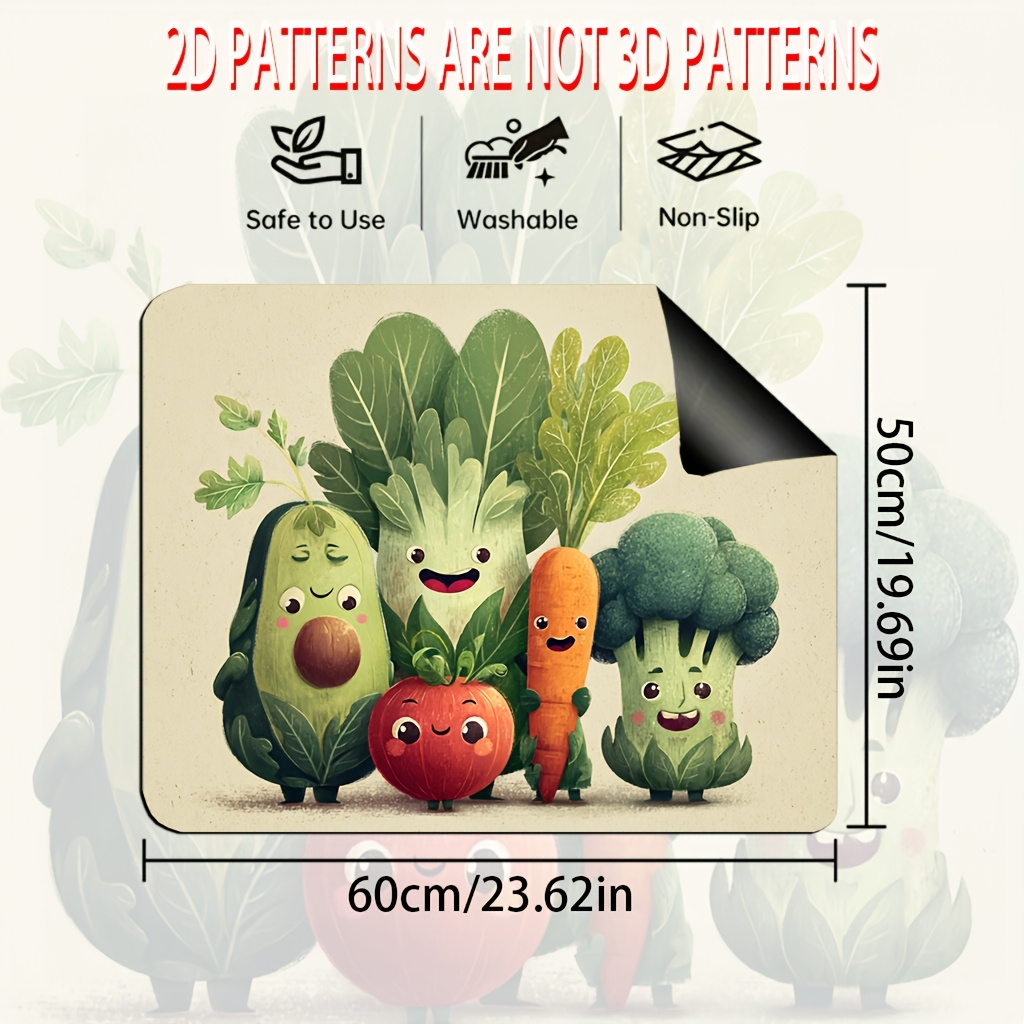 TEMU 1 pièce, Protecteur de Panneau de Cuisinière à Impression Plate 2D, Tapis de Protection pour Four, Légumes, Multi-, Parfait pour Tapis de
