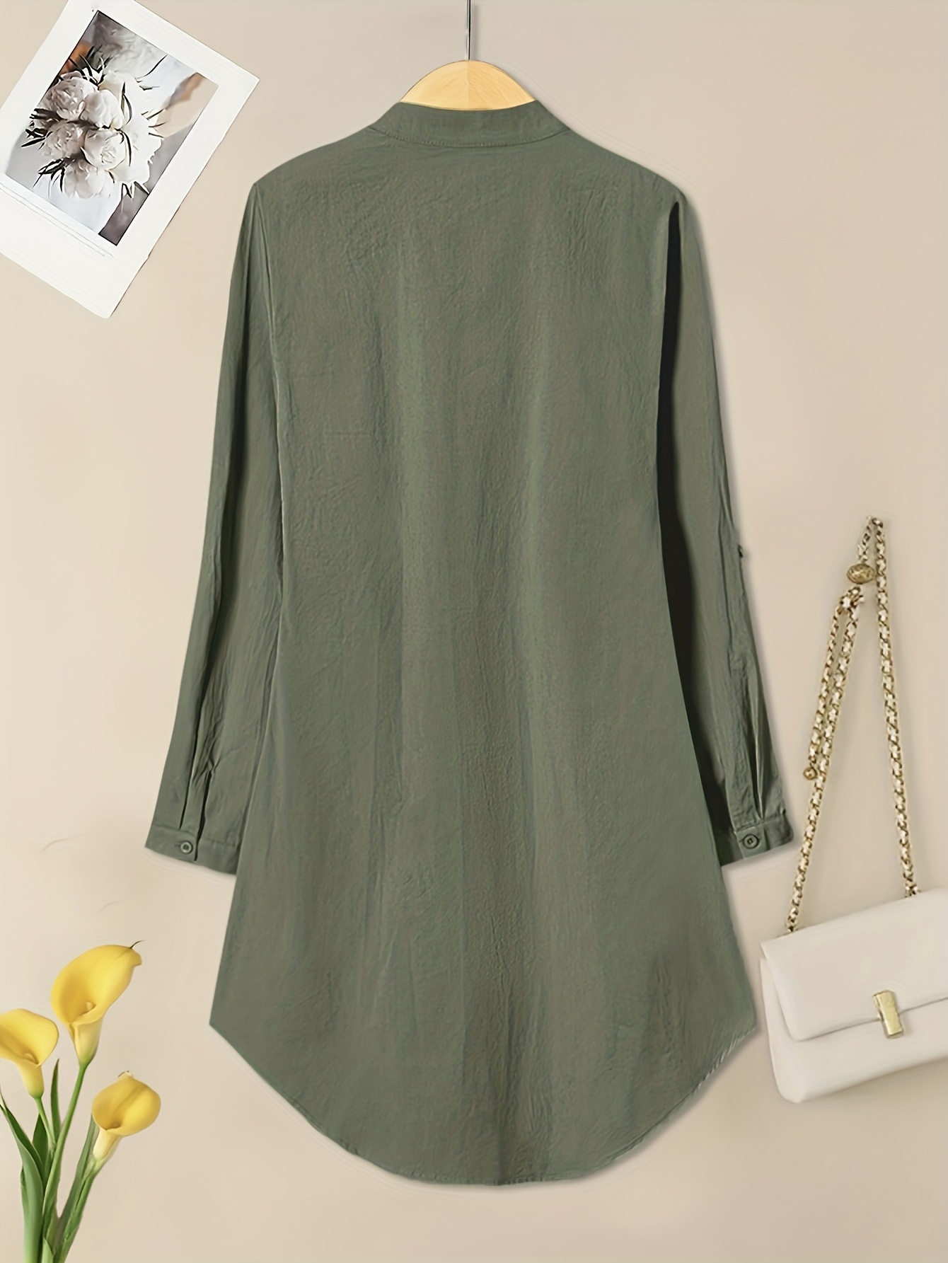 womens olive neck button front dress a line short - Temu Mauritius