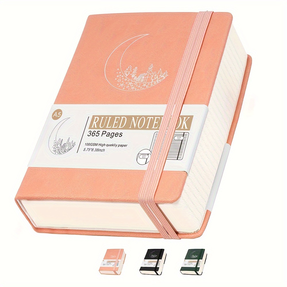 Lined Leather Journals Thick Notebook,365 Pages A5 College Ruled Notebooks For Writing Women, Note Taking Hardcover (5.75''x8.4'')