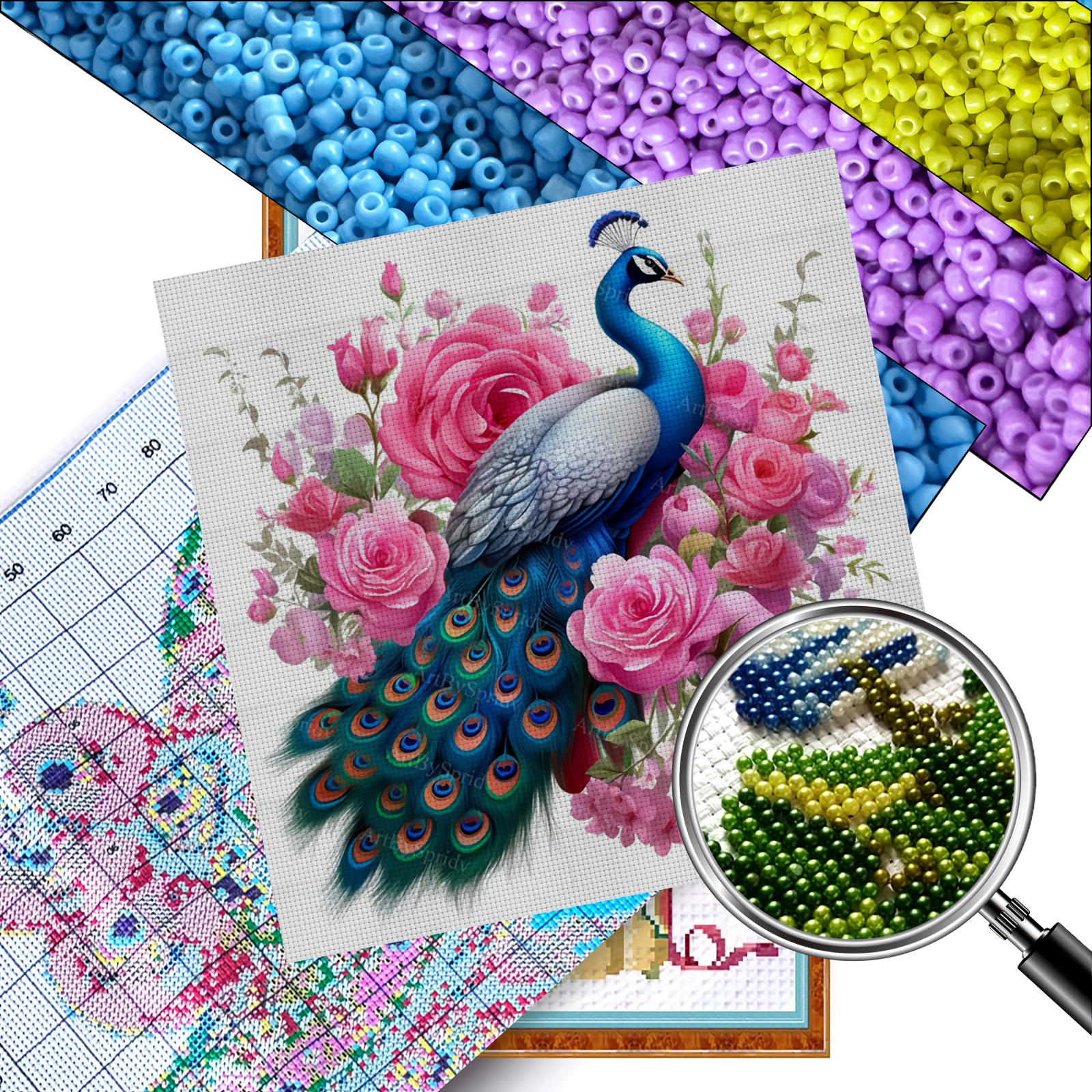 TEMU Kit de Broderie de Perles de 1pc - Idéal pour Cadeau - Artisanat DIY Complet avec Tissu, Fil, Aiguilles, Perles & Instructions | Demi-Broderie