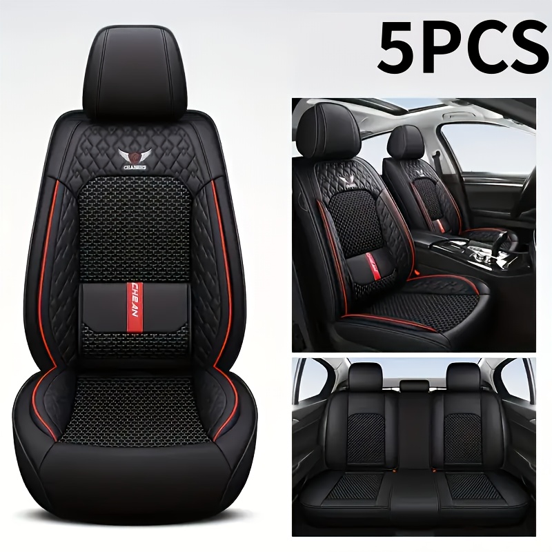 TEMU 5-seate Front Or 1 Front Set Breathable Faux Leather Car Seat Covers - Stretchable Fit For Suvs, Sedans & Pickups, With Sponge Fill Halloween Gifts