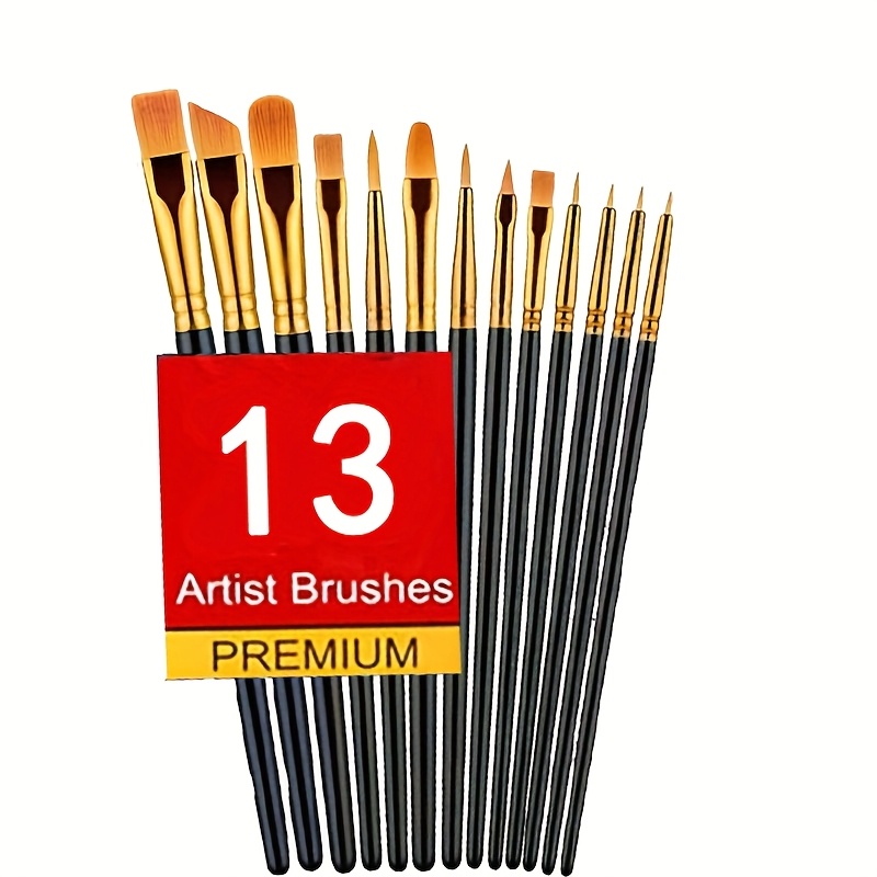 TEMU 13 Pezzi Set di Pennelli Professionali per - Setole in Nylon Qualit�, Ideali per Pittura Acrilica, a Olio e ad - per Maestri d' e Principianti -