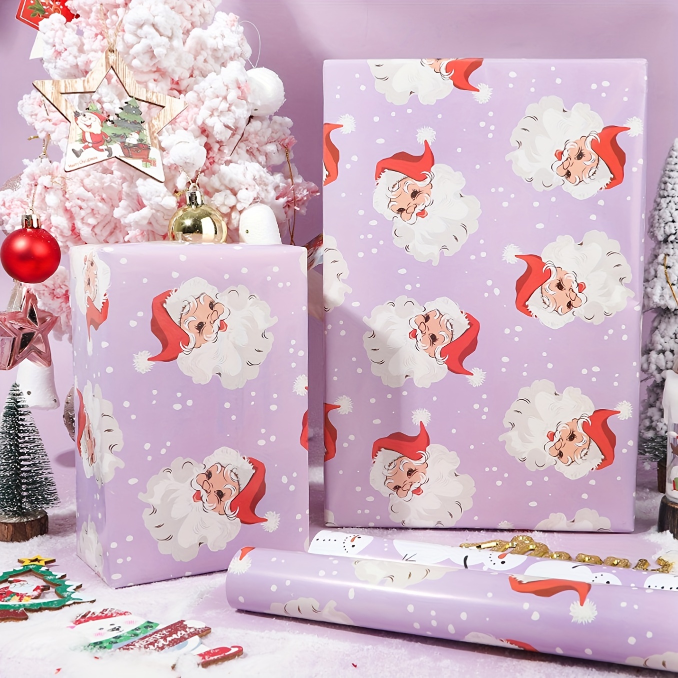 

6pcs Christmas Gift Wrap Paper, Reindeer & Snowman Patterns, Animal Print, 20x28 Inches, For Holiday Presents, Winter Celebrations & Christmas Tree Theme Decorations