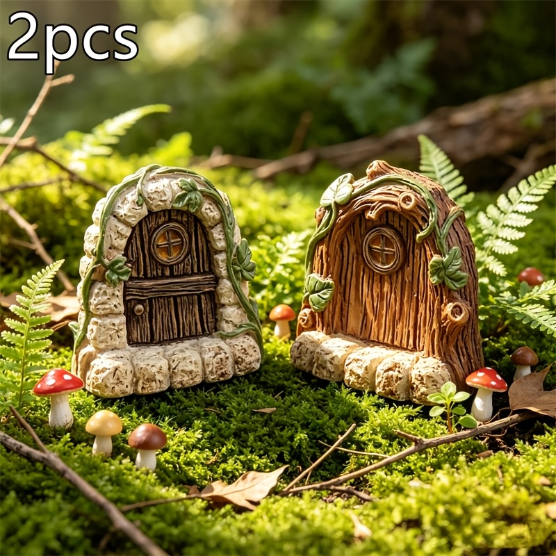 TEMU 2pcs Miniature Resin Garden Archway Decorations, Bonsai Micro Landscape Ornaments, Suitable For Mini Decor, Garden Additions, Realistic Vintage