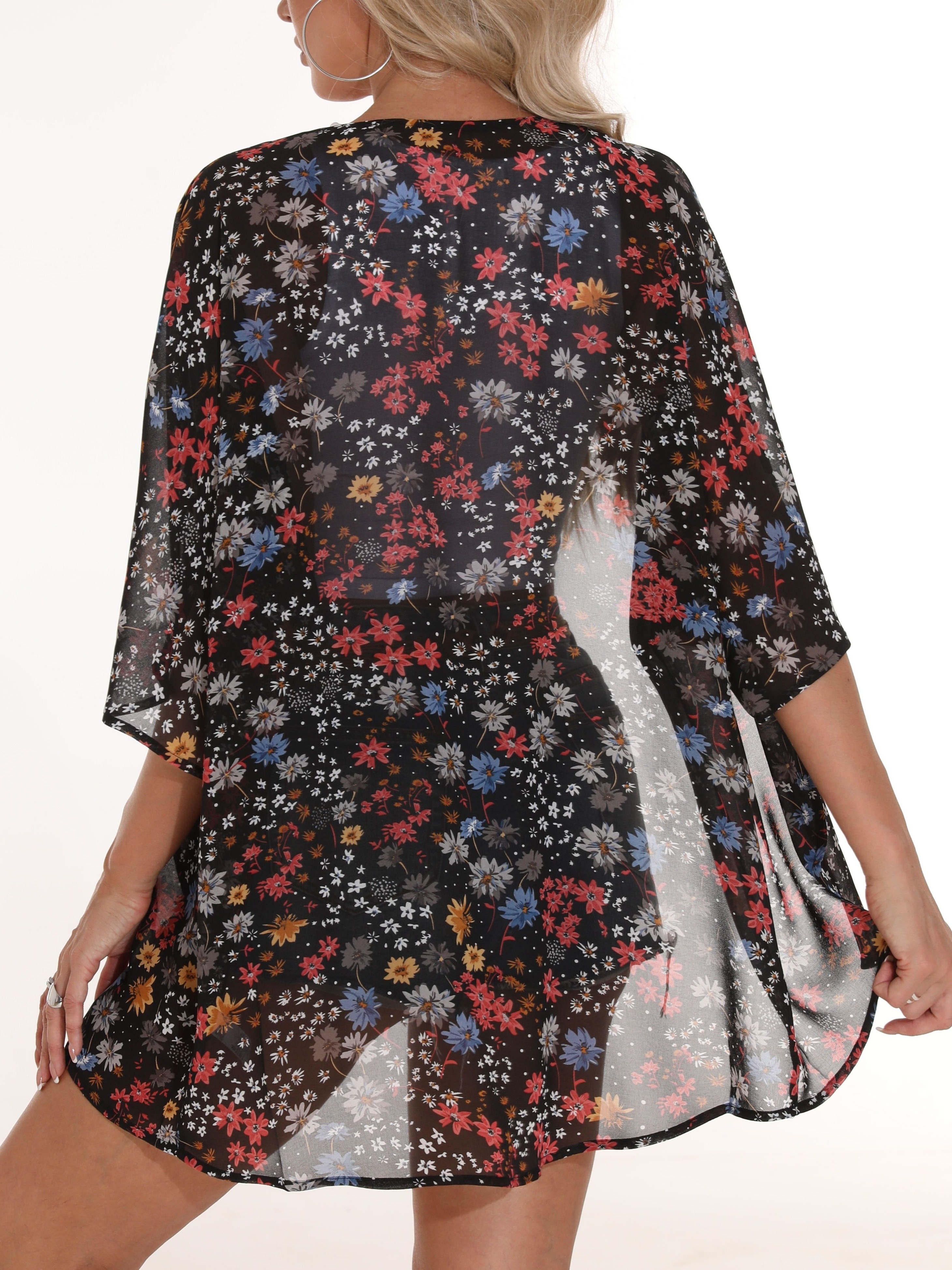 Ambesonne Women's Kimono Sheer Chiffon Cardigan - Boho Cover Up S To 5XL