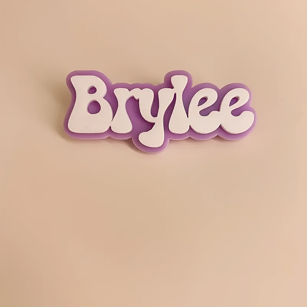 TEMU Customizable Acrylic Name Brooch With Personalized Purple Letters, Featuring A Cute And In Purple And Blue. Thanksgiving And Christmas Gifts,