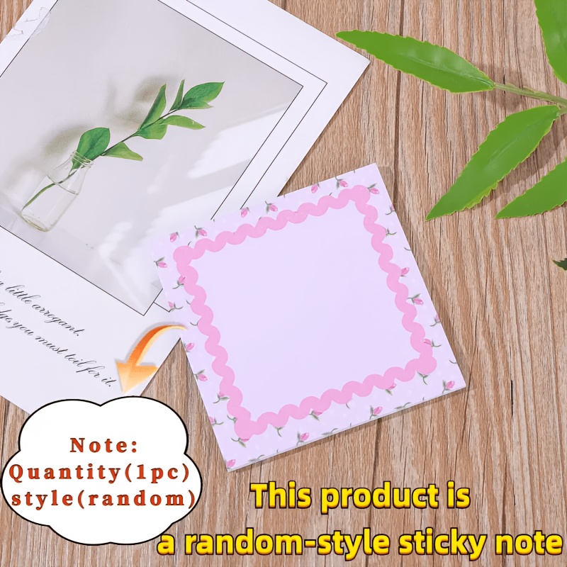 TEMU 1pc Pink Bow Sticky Notes Creatived Diy Memo Pads Removable Decorative Stickers Party Gifts Cute Floral Sticky Notebook High-value Floral