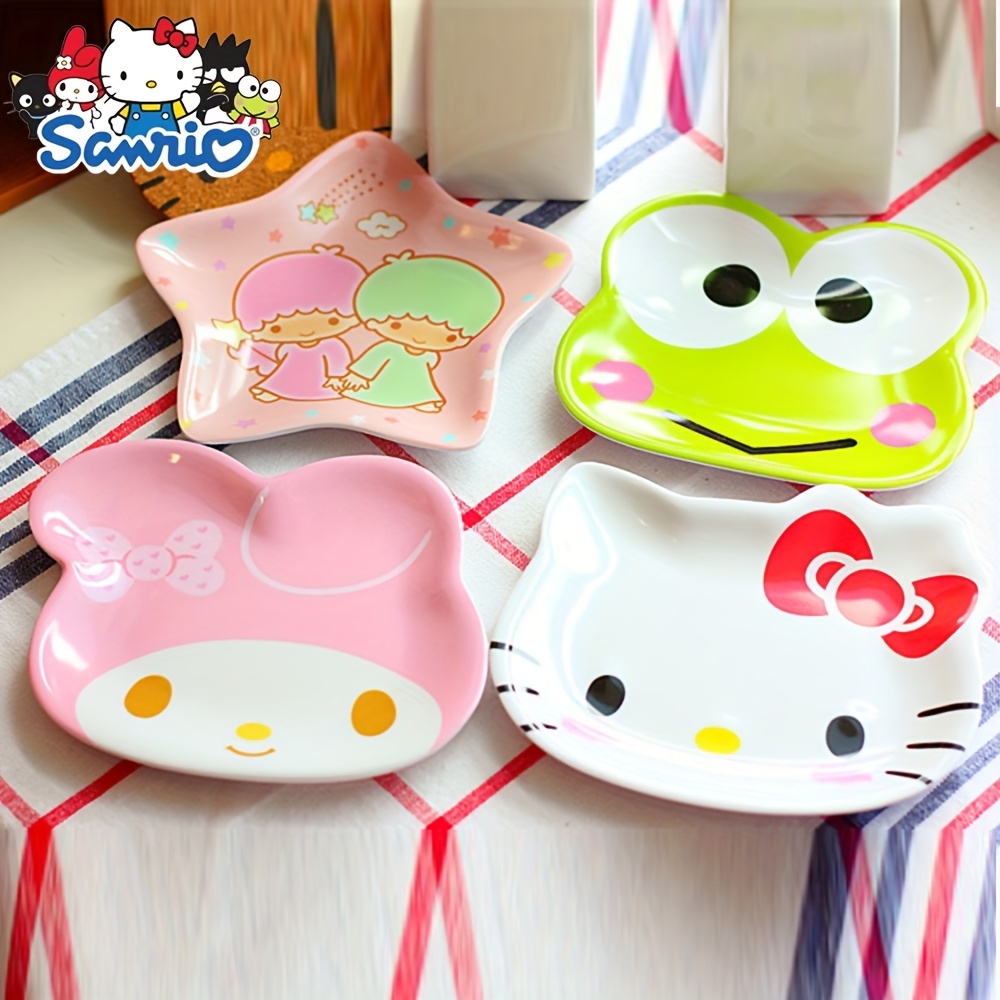 4pcs of Sanrio Plates: for Hello Kitty, Keroppi, for Little Twin Stars, for My Melody, Anime Plates, Cartoon Tray Gifts And Prizes.