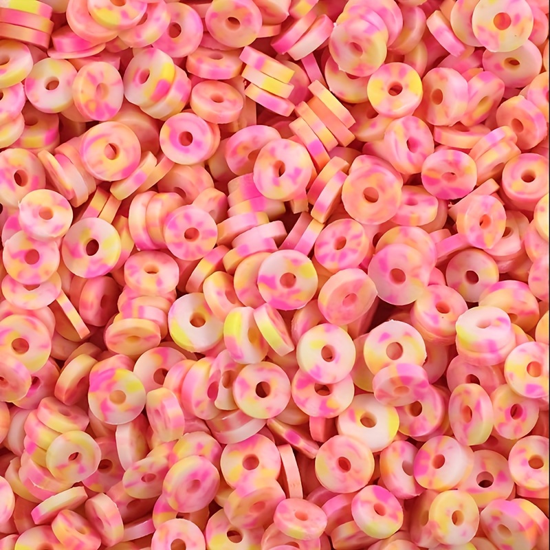 TEMU 500 Stück 6mm Polymer Clay Heishi Perlen - Gemischte Farben für DIY Schmuckherstellung, Halsketten, Ohrringe & Armband- und Handykettenschmuck -