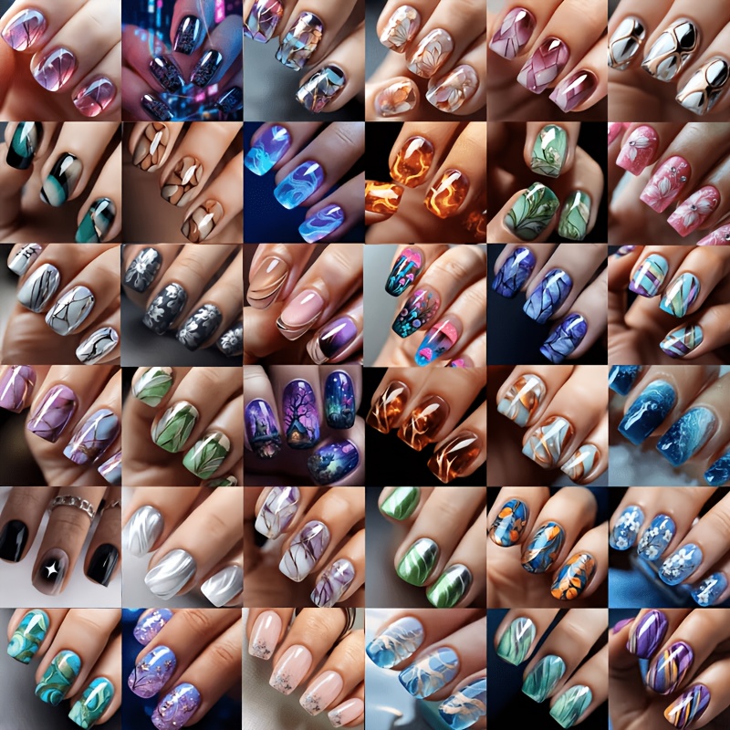 TEMU 96pcs Random Manicure - Almond-shaped, Square, Ballet-shaped Fake Nails French Manicure, Solid-colored Nails, Various Random Pattern Manicure