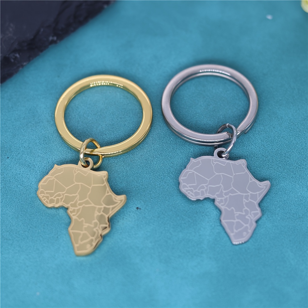 

Stainless Steel Africa Map With Tiger Face Pendant Key Chains Keychain For Men Women Color Jewelry Birthday Gift