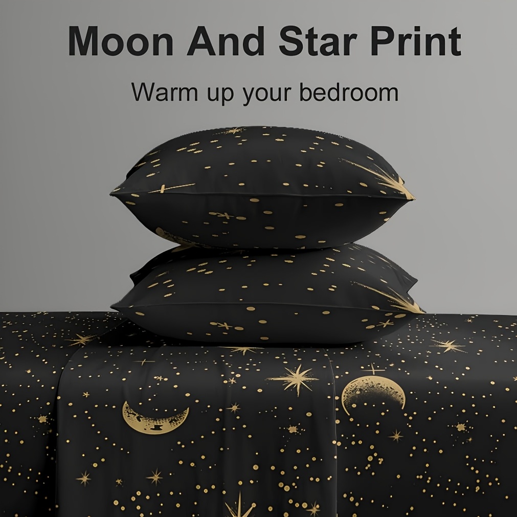 TEMU 4pcs Red Print Bed Sheet Set, Deep Pocket Fitted Sheet, Soft Microfiber Bedding, Hotel -friendly, Wrinkle & Shrink Resistant, Breathable &