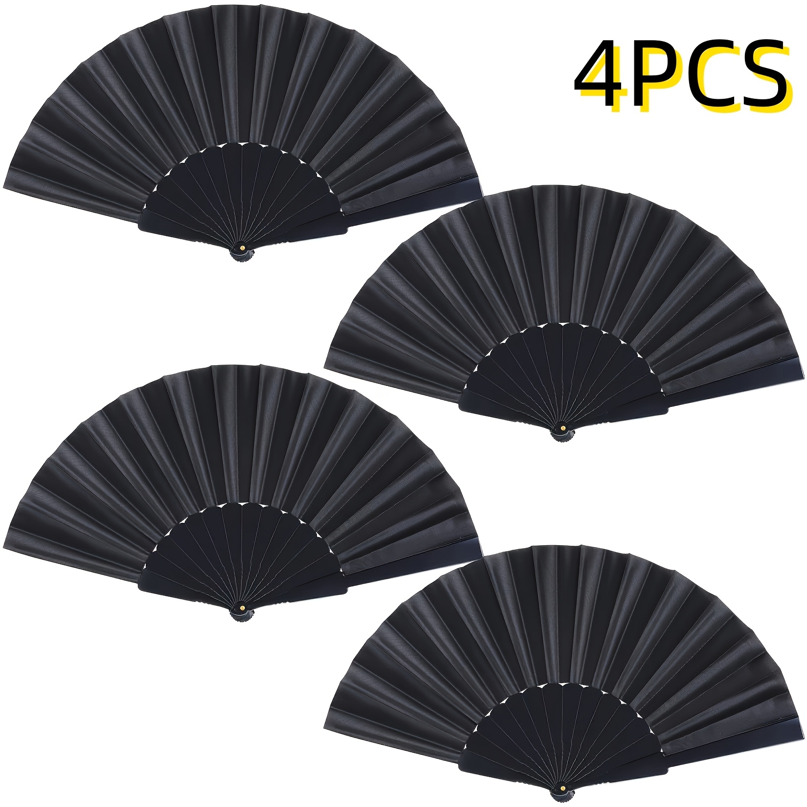 4pcs Elegant Chinese Style Foldable Fans, Oriental Fans For Dance, Party, Diy, Home Wall Decor, Hand Fans