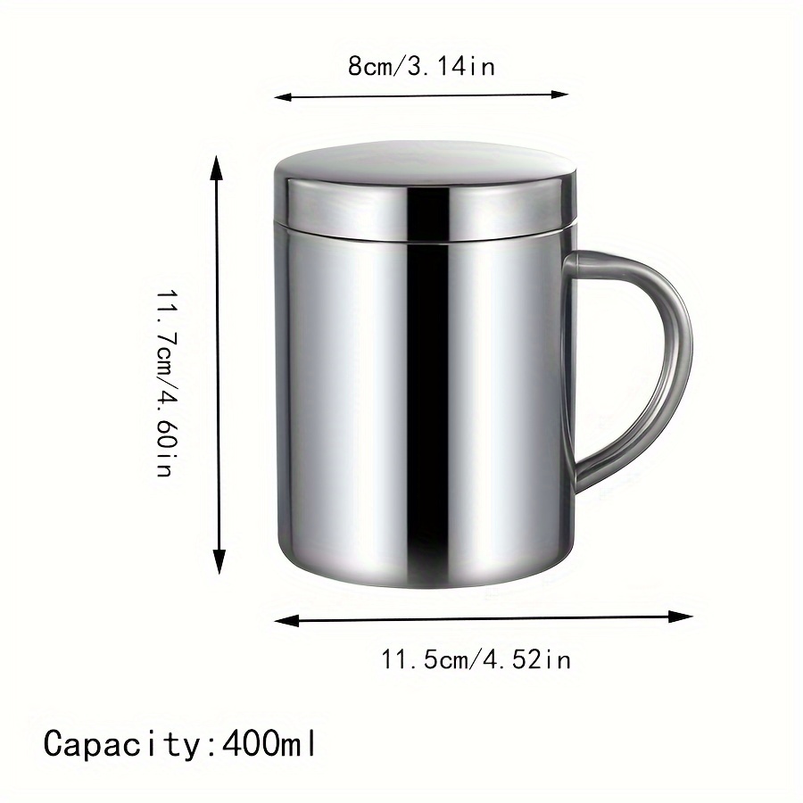 TEMU Stainless Steel Insulated Coffee Mug With Lid - Double-walled, Anti-scald, Reusable Drinkware For Hot And Cold Beverages, Use