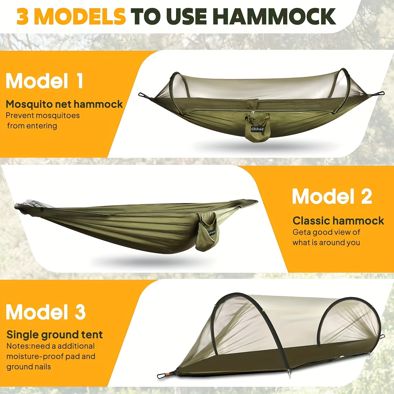 Hamacas para exteriores para el jardín, hamacas para acampar, hamacas individuales y dobles portátiles, hamacas de paracaídas de nailon ligero con correas para colgar, adecuadas para uso en exteriores, jardines, hamacas a prueba de mosquitos