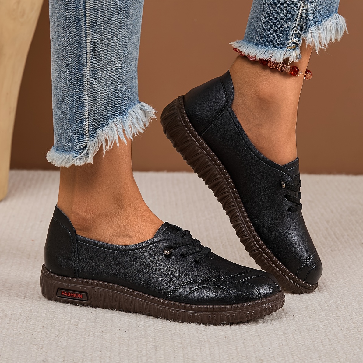 Women's New Spring/Autumn Flat Shoes, Vintage Casual Mom Shoes, Slip-On Loafers, Breathable Soft Sole Comfortable, Solid Color Versatile Flat Shoes, Hollow Round Toe Slip-Ons, Women Shoes