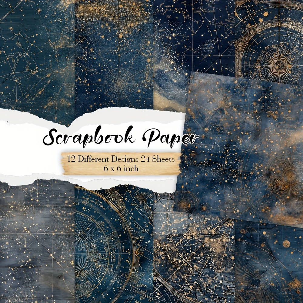TEMU 24 Sheets Paper, 6×6'', Diary Scrapbooking Supplies, Background For Albums, Diy Crafts, Card Making, And Journaling, Decorative Straight Paper