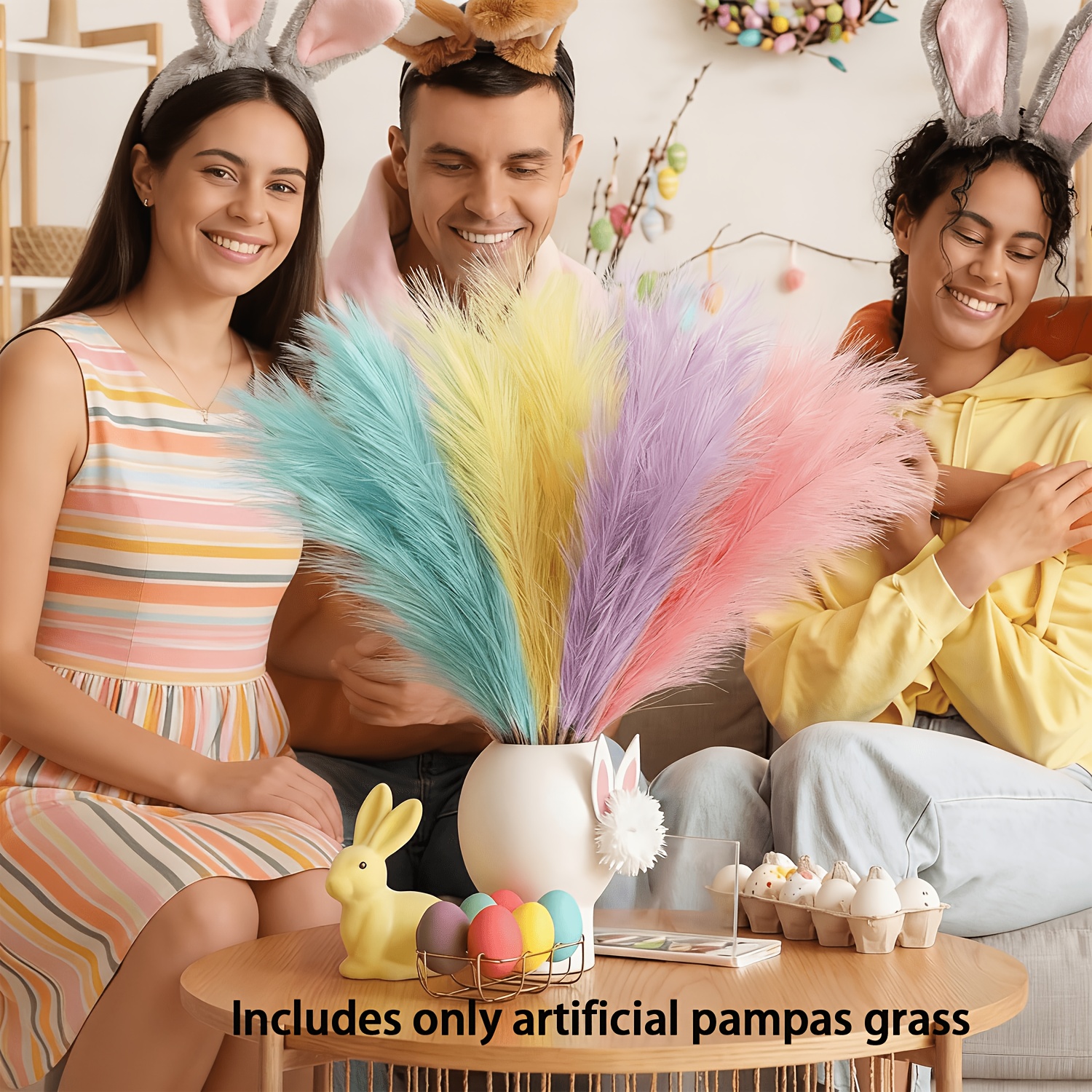E-shop Eine Sammlung von 36 künstlichen Pampasgras-Stielen, für Osterdekorationen im Pastell-Stil, zur Verbesserung der Ästhetik im , für