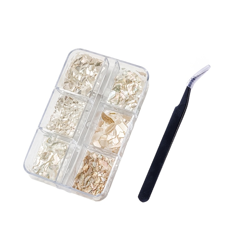 TEMU 6 pièces de de d'ormeau Aurore pour nail art, de irréguliers irisés, décorations de nail art DIY en dimensions