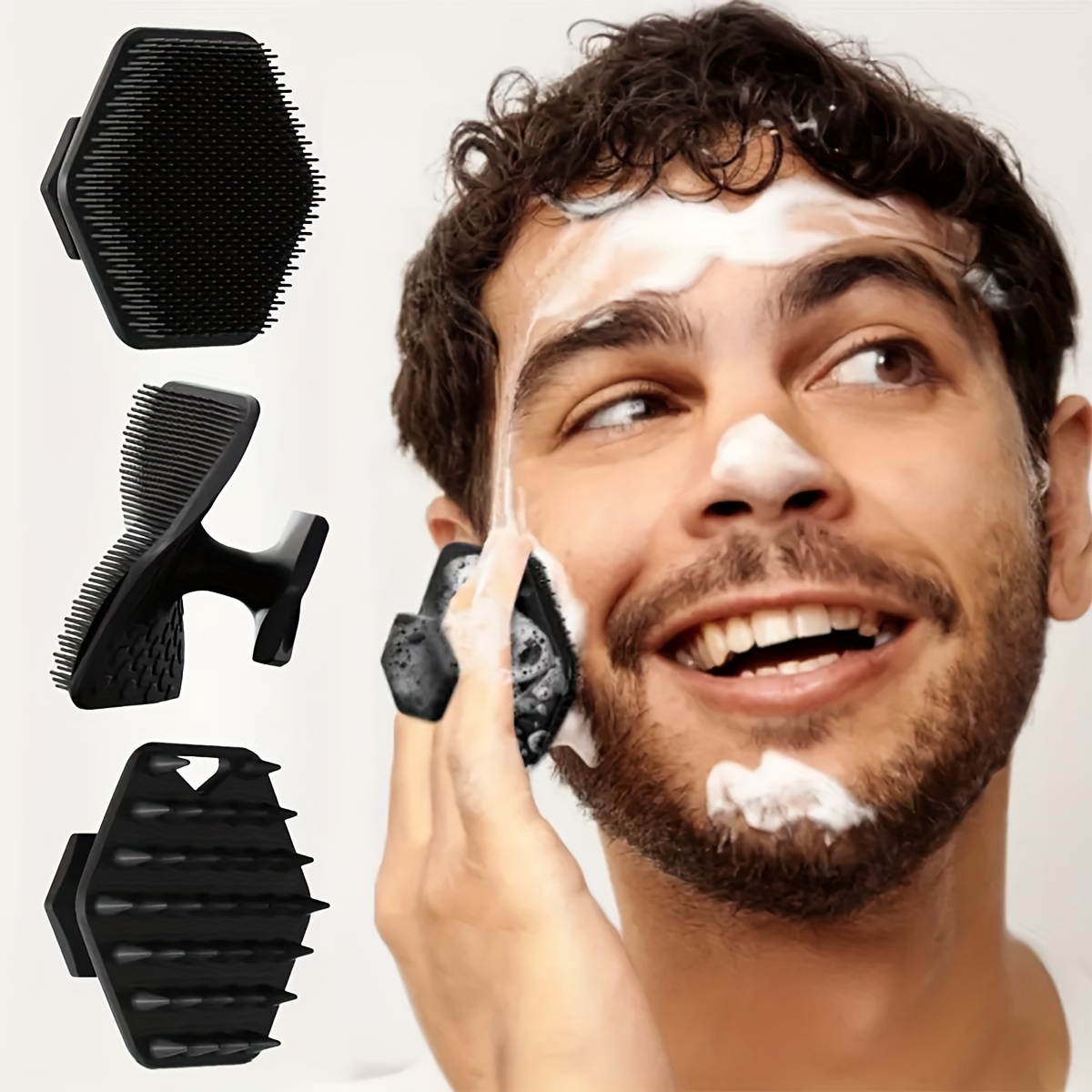 

1pc Portable And Facial - Exfoliating Scrubber For Men, Bristles For Cleaning & Dandruff Removal, Cleaning Tool, Unscented