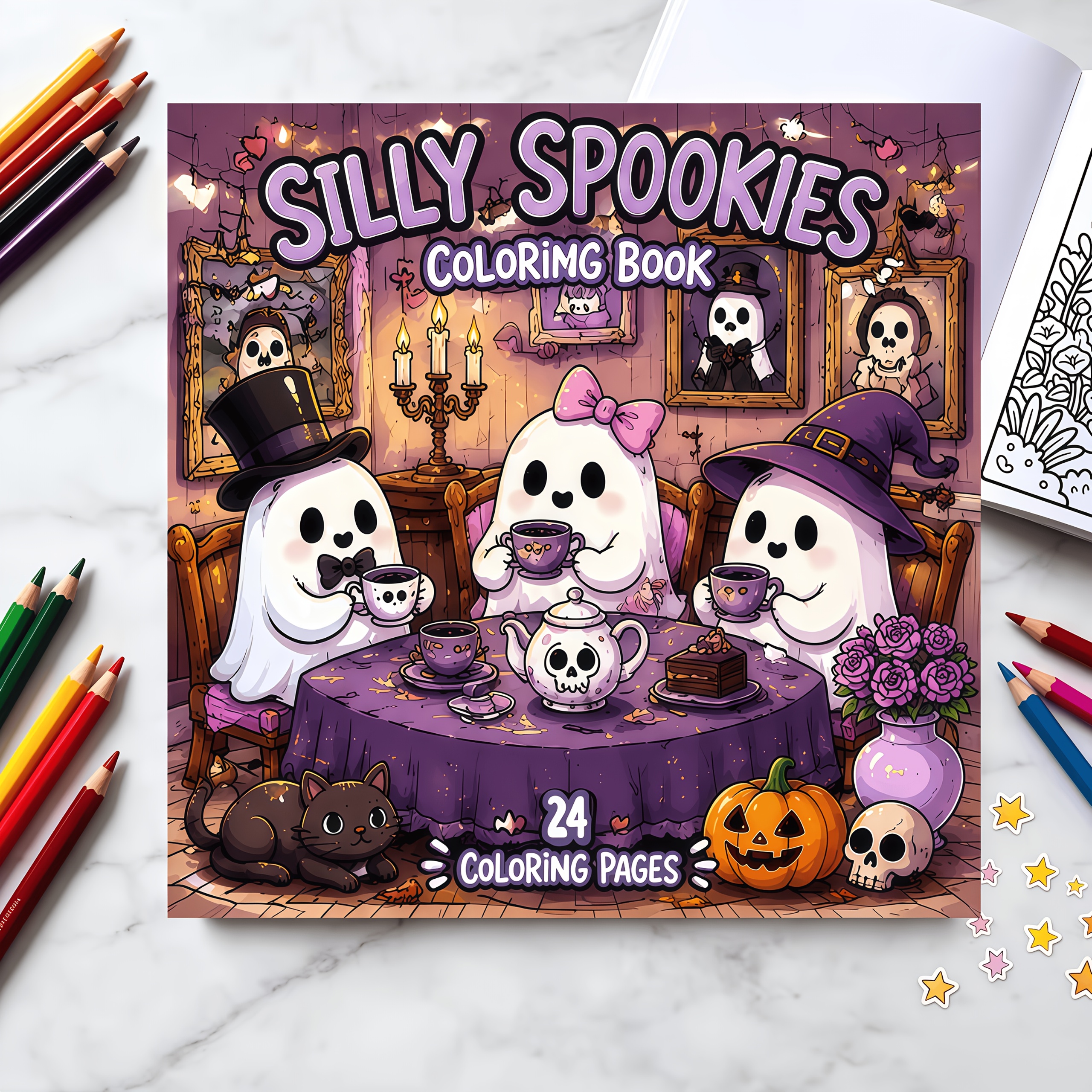 TEMU 1pc Fun Halloween Coloring Book, 24 Pages Of Goofy Coloring Pages, Perfect For Children, Adults, Teenagers, And Anyone Who Goofy , Cute Spooky