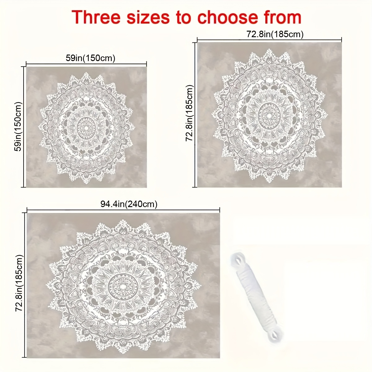 Image of 1pc Qd- - Mandala Pattern Camping Tent Cloth -sunshade Canopy, Lightweight Polyester For Beach, Camping, Garden, Picnics - Outdoor Adventure Shade (poles Not Included)