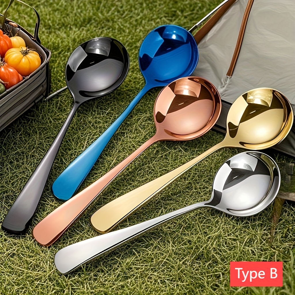 TEMU 5pcs Colorful Stainless Steel Spoons, Coffee Spoons, 16cm/6.29in, Small Tea Spoons, Iced Tea Spoons, Mixing Spoons, Rice Spoons, Dessert Spoons,