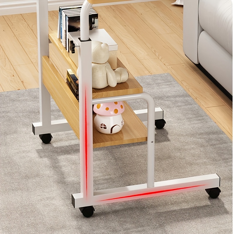 1pc bedroom bedside table movable simple bedside table student lifting table dormitory lazy table simple computer table with pulley suitable for bedrooms offices living rooms and homes details 2